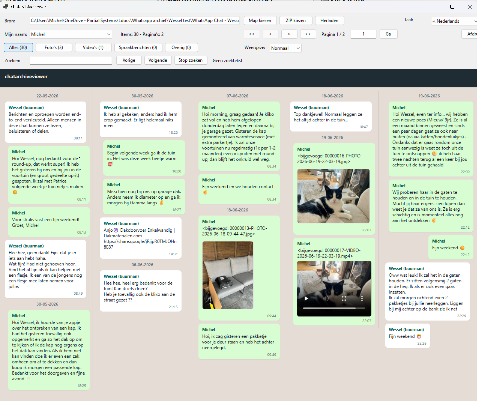 Main window of chatexportviewer showing an exported WhatsApp conversation